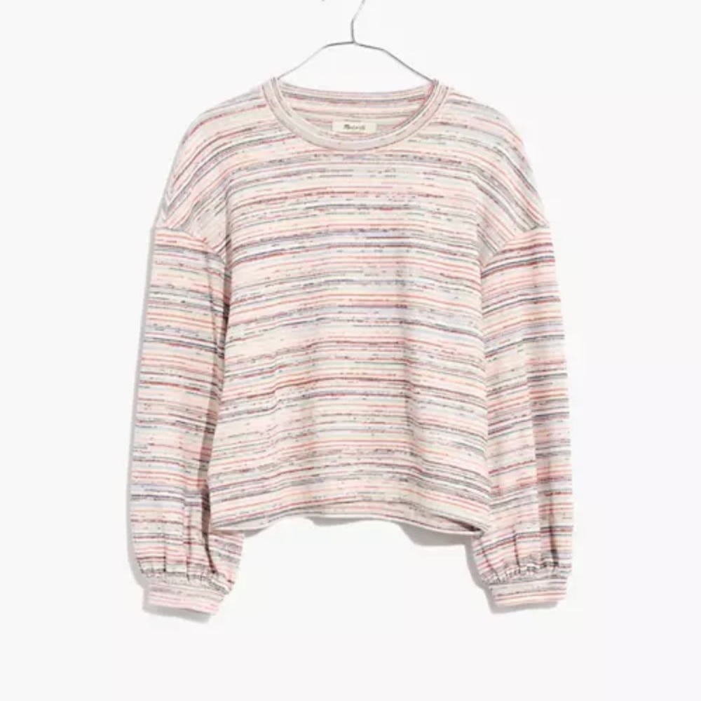 Madewell Bubble Sleeve Crop Top in Rainbow Stripe
